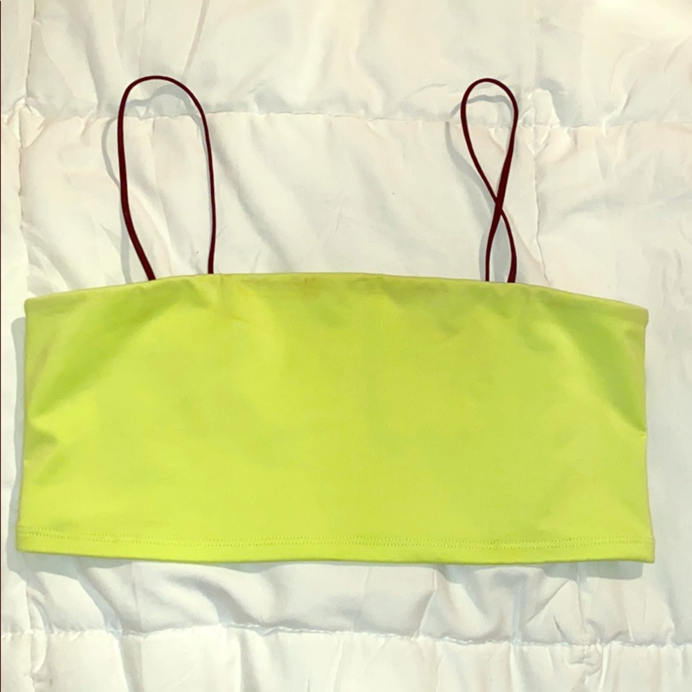 One green crop/bra top